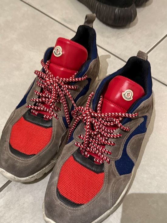 Moncler Other - Moncler Men’s Red, Navy & Taupe Suede Mesh Sneakers